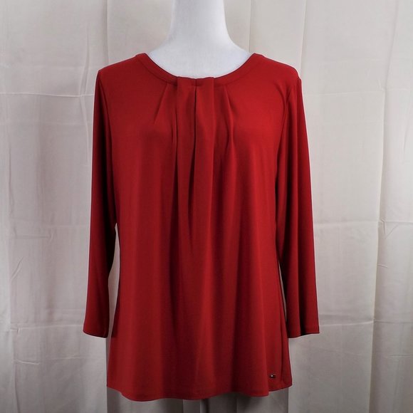 Tommy Hilfiger Tops - Tommy Hilfiger Rich n Red Long SL Blouse Top XL